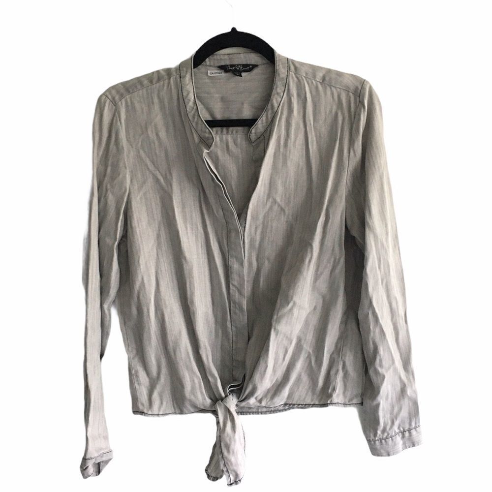VELVET HEART Button Down Tie Front Blouse Grey S